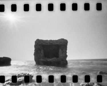 Pinhole photo on 35 mm film of seaside