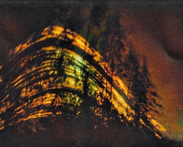 A vibrant painting of a six-month sun trail effect on photo paper.