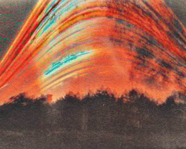 A vibrant painting of a six-month sun trail effect on photo paper.