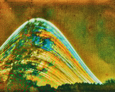 A vibrant painting of a six-month sun trail effect on photo paper.