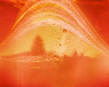 Sun path with vibrant red and orange light