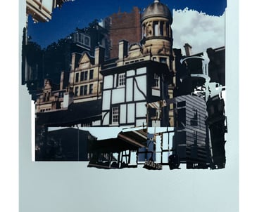 a photo of a building with a clock tower in the background