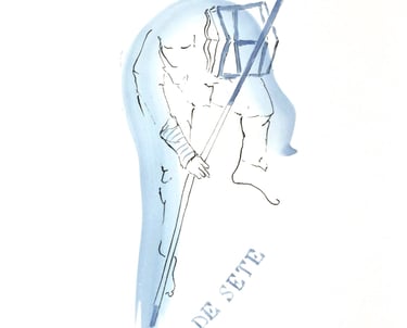 ink drawing jouteur Sète France