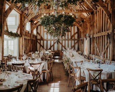 Rustic ceremony setup at Gate Street Barn in Surrey