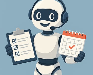 a robot with a clipping boarder holding a clipboard