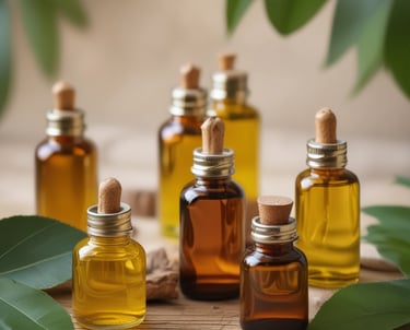 A bottle of Evelia Chilean Rose Hip Oil with a dropper sits atop a textured white fabric surface, alongside its packaging box. The items are positioned to capture natural light, creating soft shadows and highlighting the elegant presentation.