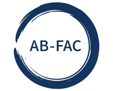 Le logo : AB-FAC dans un enso, un symbole zen associé à la qualité