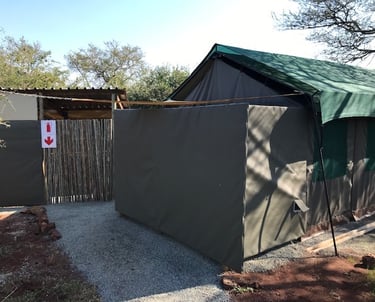 Self catering kitchens at Albizia tented camp in Hluhluwe