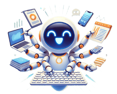Eleone RPA Robot happily multitasking, streamlining digital and automation tasks