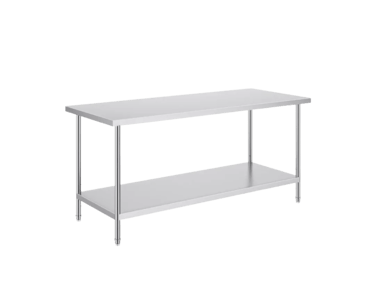Stainless steel prep table from our light duty range featuring a solid under shelf and adjustable feet.