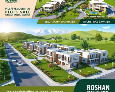 a group of three pictures of a residential development in roshana