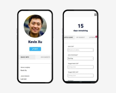 gambar dua buah handphone dengan detail profile karyawan