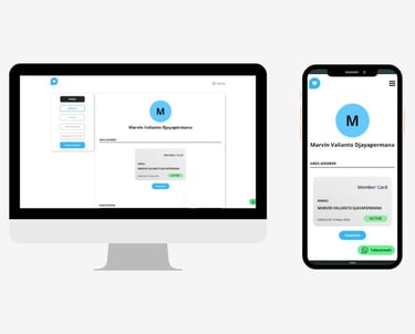 gambar sebuah mac dan handphone dengan detail keanggotaan