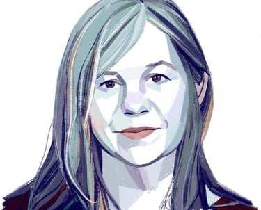 Cartoon image of author Joann Beard