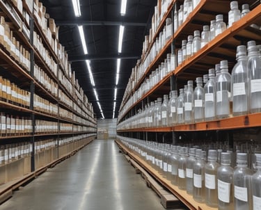 A friendly wholesaler explaining product details to a small group of eager resellers in a bright warehouse.