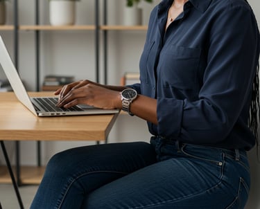 first-time entrepreneur working on laptop