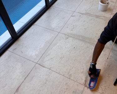 re-grouting travertine tiled floor