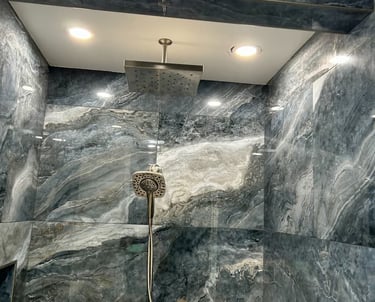 LED recessed lighting install – shower ceiling