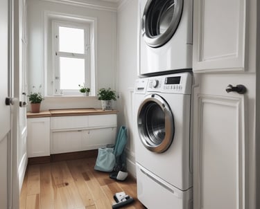 A professional cleaner carefully making a bed with crisp, fresh linens in a bright, welcoming short-term rental.