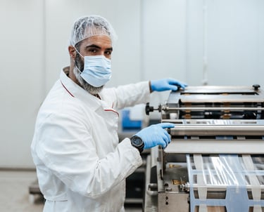 a man in a lab coat and mask mask