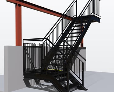 Staircase and handrails in black