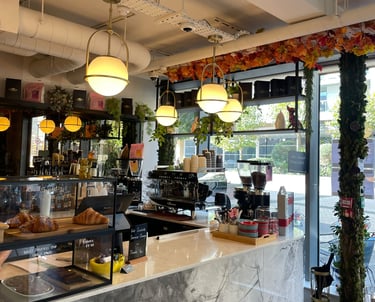 The Greenwich Nest counter/bar with snacks, cakes and coffee options