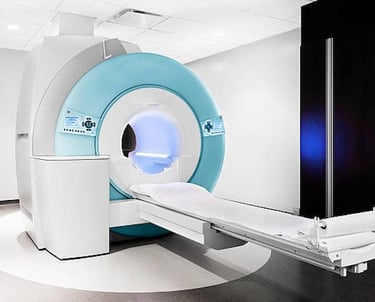 Advanced MRI machine at a diagnostic imaging center in Delhi.