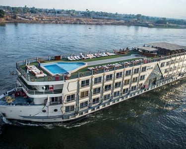a large boat with a pool in the water