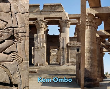 a stone statue of a lion in front of a temple