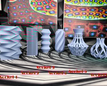 a group of vases with vases and vases