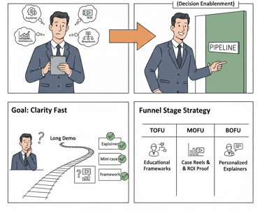 B2B video assets provide 'clarity fast' by matching video types to funnel stage.