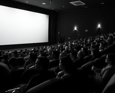 a large screen tv screen in a darkened room