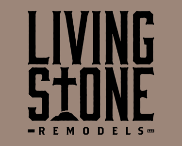 tan and black version of living stone remodels logo Colorado Springs.