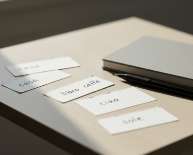 Cartes de vocabulaire en italien avec des mots essentiels pour apprendre l’italien facilement