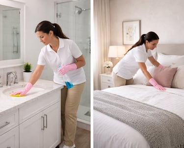 Professional bathroom and bedroom house cleaning service in Durham NC and the Triangle area