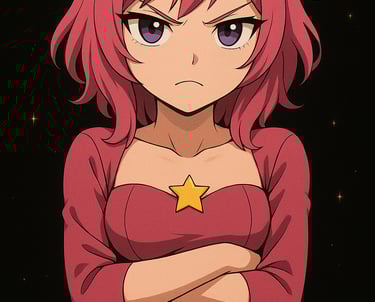 a woman with a star on her chest and a star on her chest