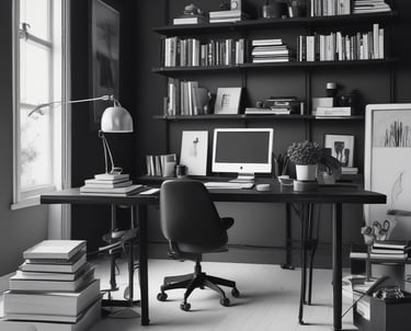 A modern workspace showcasing creative design tools and automation technology.