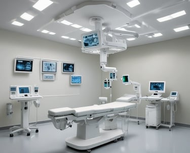 A group of dedicated nurses and doctors collaborating in a high-tech rural hospital ward.