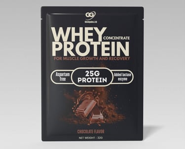 glowgains whey protein sachets chocolate flavor