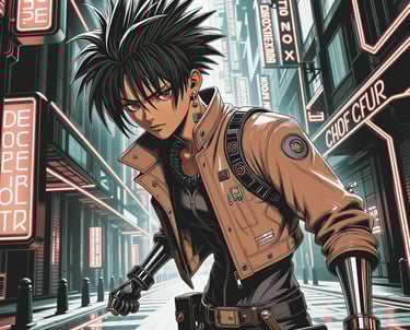 A male cyborg anime character image.