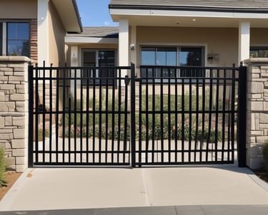 Modern aluminum pergola in a sunny garden