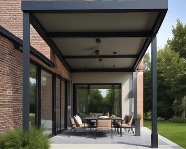 Sleek aluminum gate at the entrance of a French home