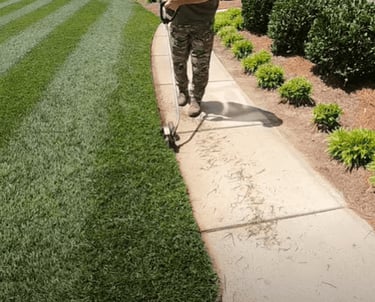 freshly cut grass, edging lawn for define look