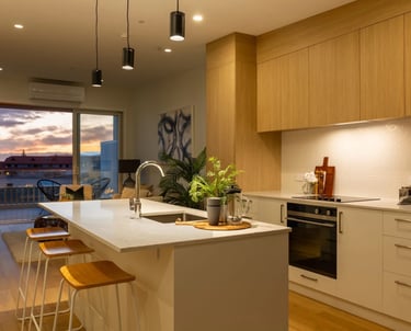 Kitchen in New Town house Construction Wellington