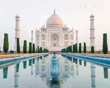 India Taj Mahal mausoleum on the right bank of the river Yamuna in Agra