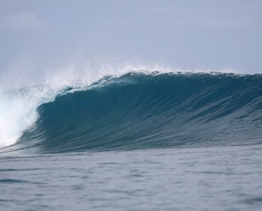 Clean ocean swell lining up at Telescopes surf spot, Indonesia