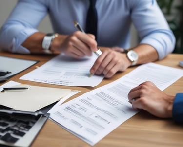 A waterfront house with a light beige exterior, located next to a body of water. The house features multiple levels with large windows and several balconies, surrounded by a white picket fence. The landscape includes palm trees and a small, well-maintained garden. The background shows more houses along a road and a clear blue sky.