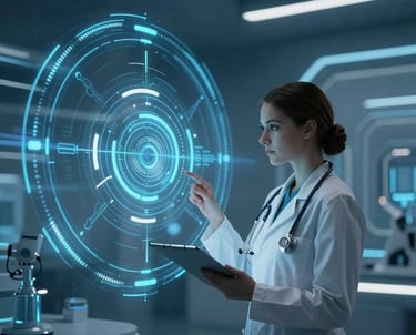 A construction site featuring a white Bobcat loader with red wheels unloading dirt into a black dump truck. In the foreground, there is a trench with visible pipes and several orange safety cones and bollards indicating a work zone. In the background, electrical power lines and a pylon are visible against a clear blue sky.