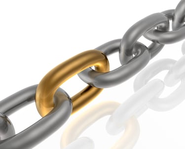 strong chain links silver color with one gold link