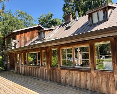 Log home in Courtenay on Vancouver Island before it was restored by Embassy Restorations 
